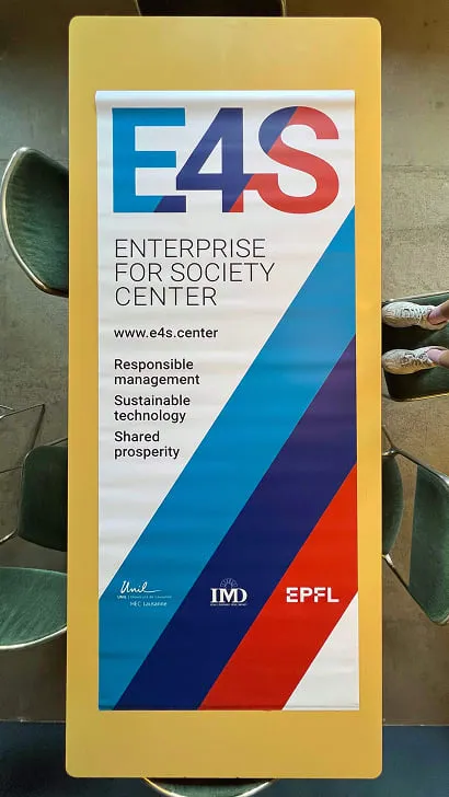 A sign for the e4s enterprise for society center