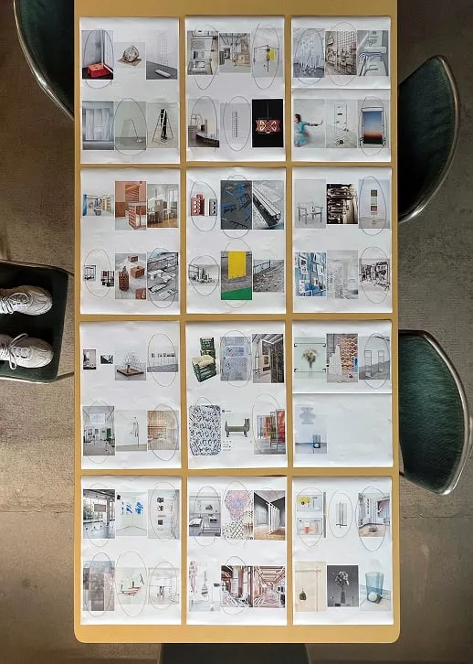 A table that has a bunch of pictures on it