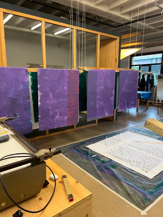 A room with a lot of papers on the floor