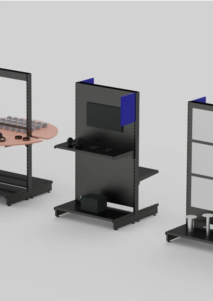 rendering of a black shelves